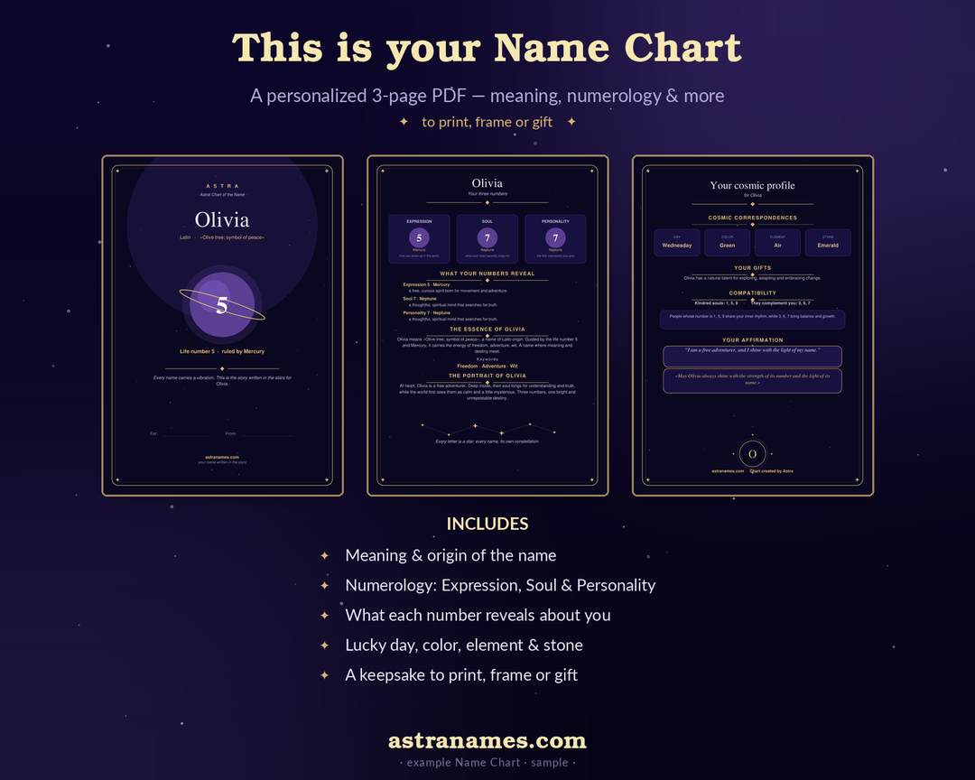 Example Name Chart — 3 pages